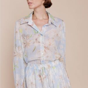 Babette Nicola Floral Button-Up Blouse and Skirt Set